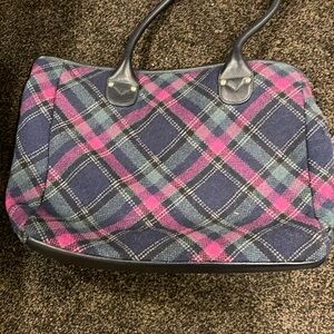 Talbots purse purple green plaid